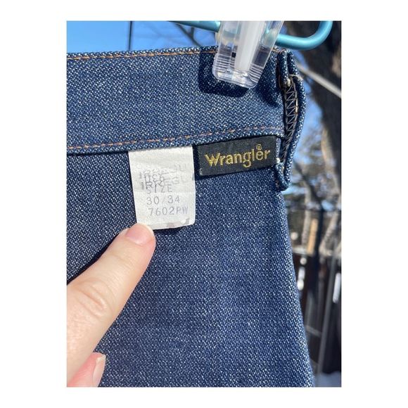 70s Wrangler High Waist Denim Jeans Pleat front Straight leg Dark Wash NWT 30x34 - Picture 10 of 16